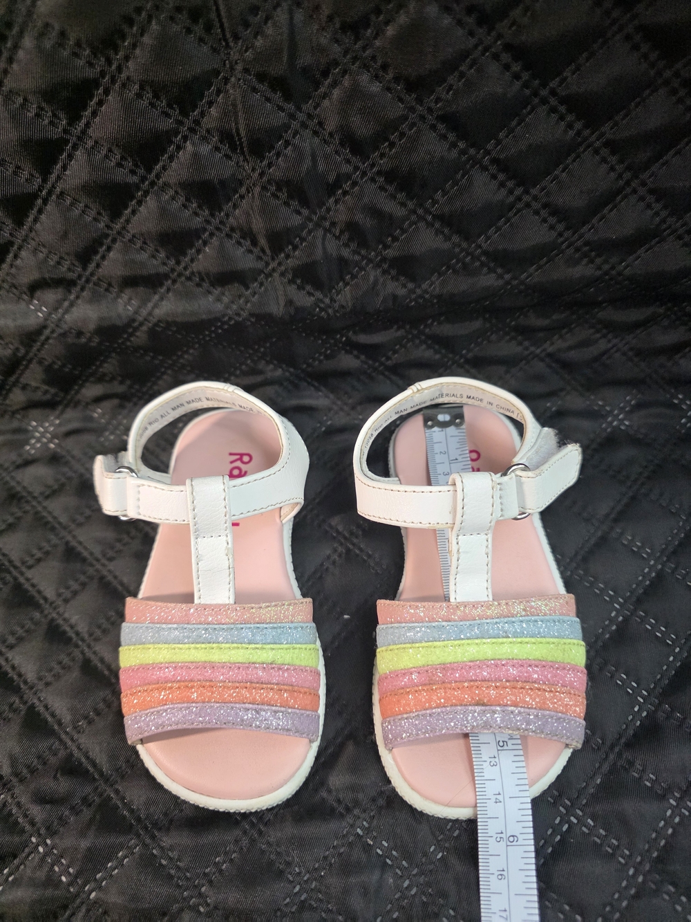 Rachel Shoes Girls' White Sandals with Rainbow Straps - Picture 5 of 11